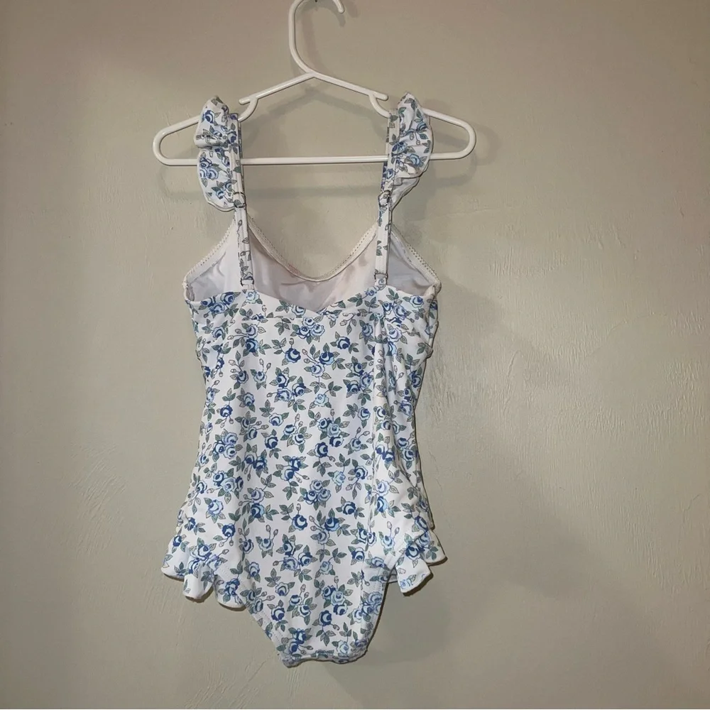 Sweethoney Blue Floral Ruffled Swimsuit